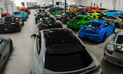 Showroom filled with exotic cars